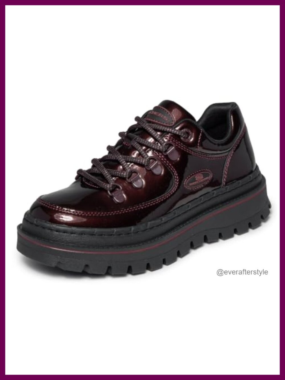 Synthetic Patent Leather Platform Loafer Boot Memory Foam Lace-Up